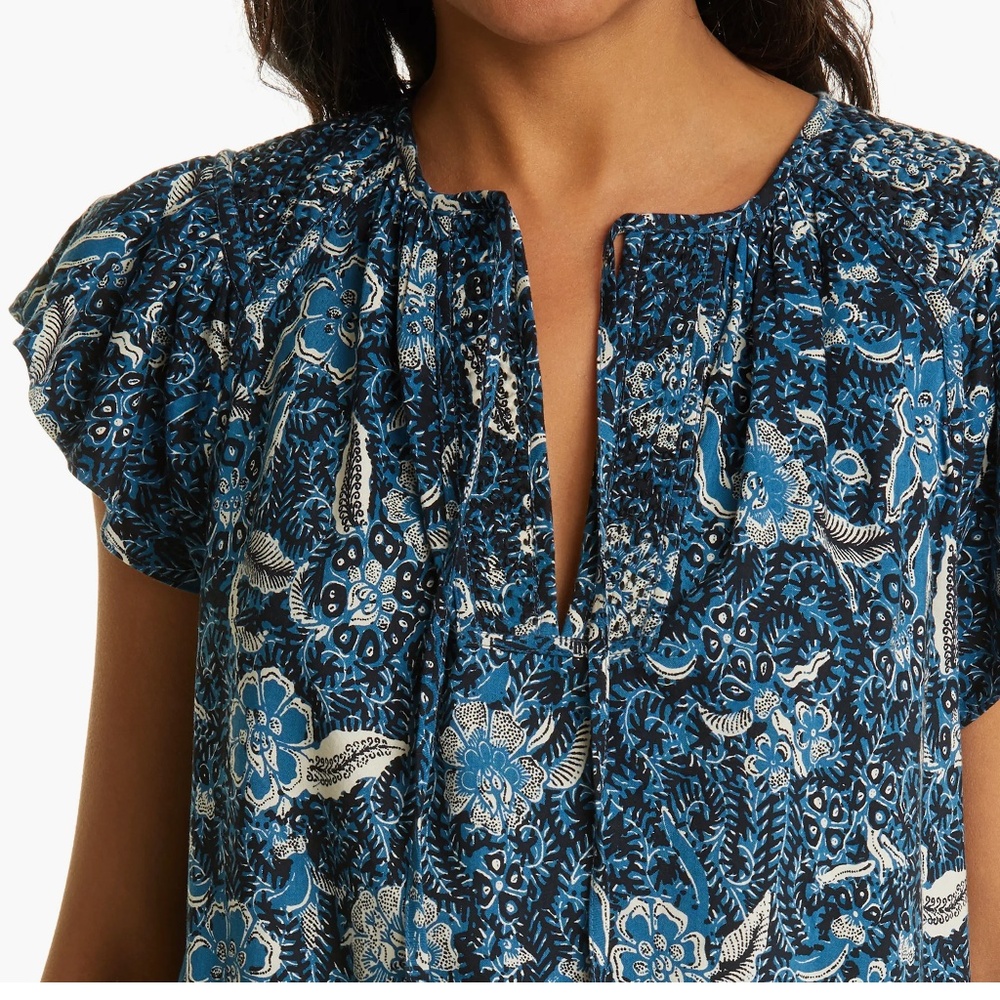 Ulla Johnson Shani Ruffle Sleeve Blouse Midnight Women’s Sz 6